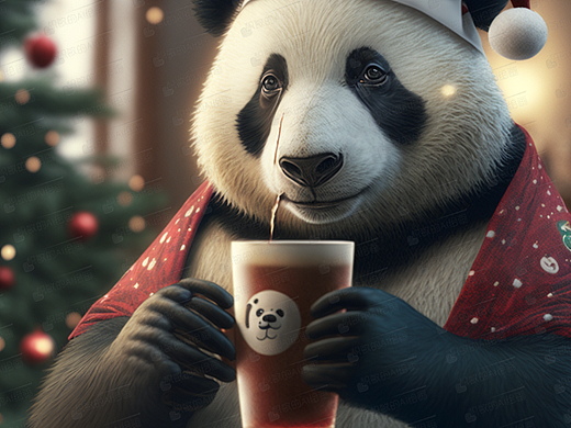 过圣诞的大熊猫