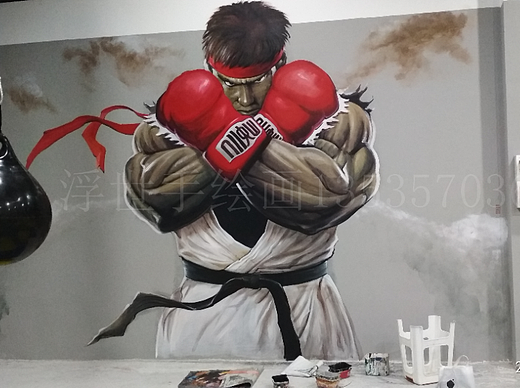 山语湖健身馆场内壁画彩绘案例