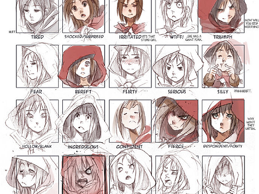 CG绘画丨板绘教程丨原画教程丨表情练习参考