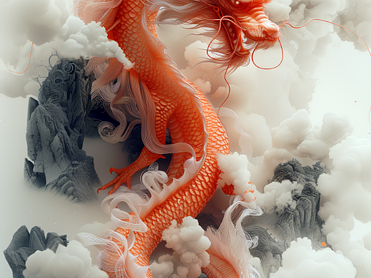 云海盘踞赤龙影