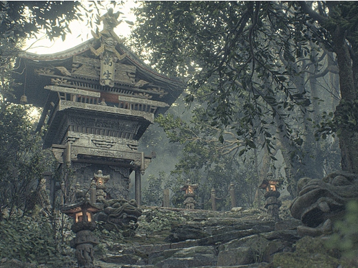 深山古寺中式古风3D渲染场景