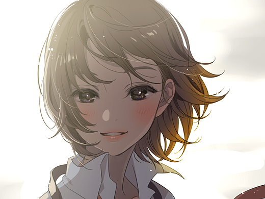 海滩美女 光影插画 日韩系动漫