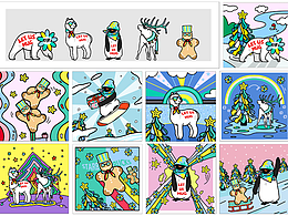 冬季圣诞小动物插图