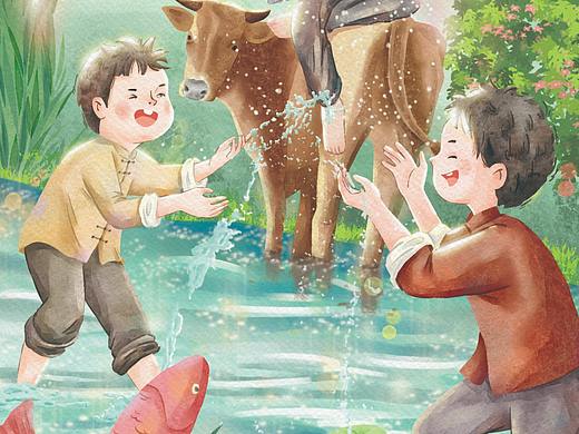 童书插画|《微山湖上》（已商用）