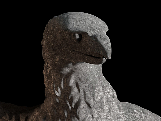 C4D-OC 老鹰石雕石头细节纹理渲染