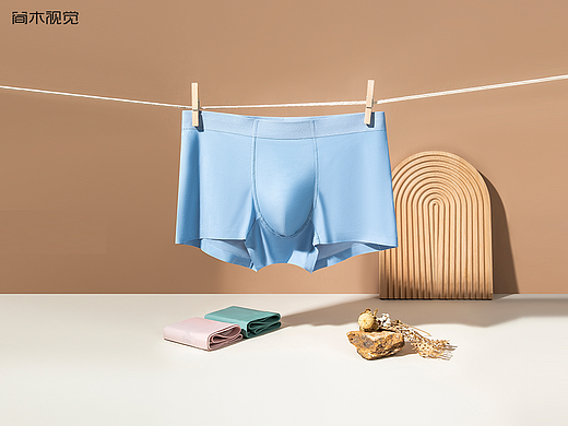 男士内裤产品摄影丨简木视觉 天然原木 内衣创意拍摄