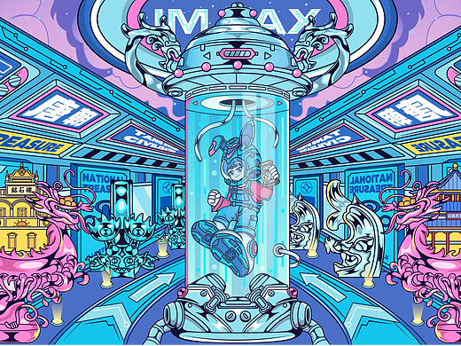 潮流插画KV主视觉设计 唐朝文化文创视觉场景设计横板