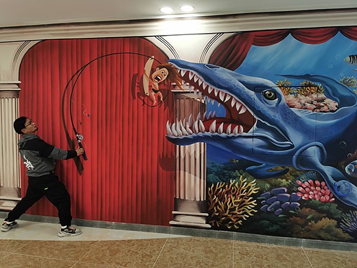   金诚购物广场彩绘—商场通道3D立体画让空间生动有趣