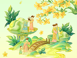 国潮原创插画|《清明踏青图》