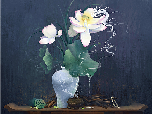 瓶荷案上逸韵（个人主页-ZNjc3NTg1Njg=） - 商业插画 - 站酷设计师DOU_堕原创素材 - 站酷ZCOOL