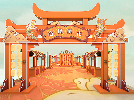 商场集市3D设计效果图