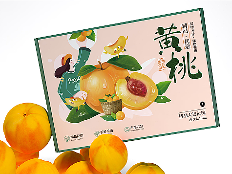 黄桃水果插画包装设计
