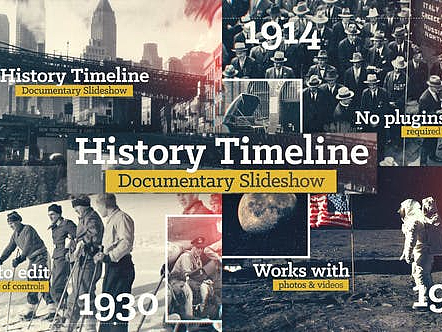 AE模板|复古怀旧时间线历史重大事件人物回忆纪录片