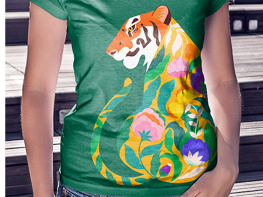 虎年插画T恤设计