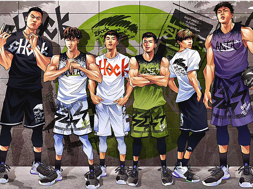 安踏体育 要疯轻狂校园 美漫篮球插画海报写实风