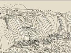 黄河风景浮雕设计