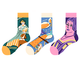 复古插画袜子设计