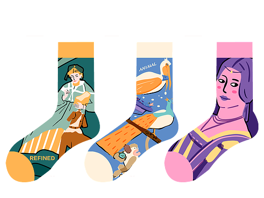 复古插画袜子设计