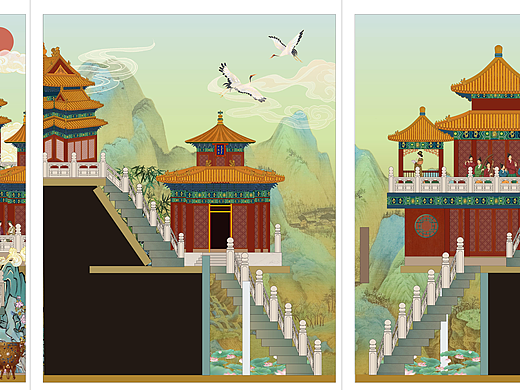 矢量故宫书立练习