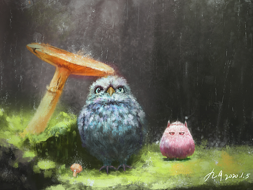 躲雨的鸟（个人主页-ZNjQ2NzY2NjQ=） - 创作习作 - 站酷设计师头字D族原创素材 - 站酷ZCOOL