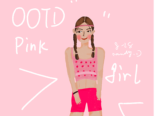 OOTD/人物插画/粉红女孩