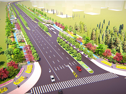 道路绿化景观设计方案 退界绿化 防护绿地