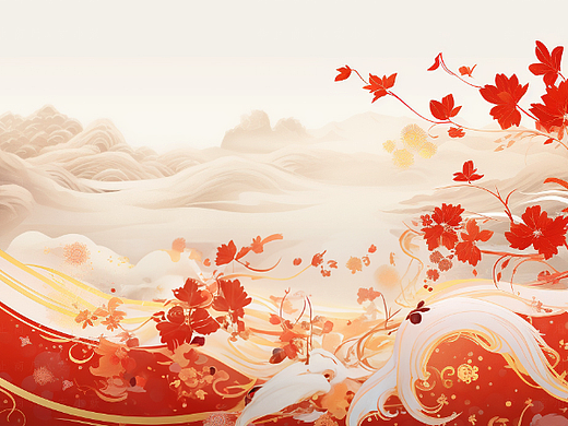 节日插画|中国红背景