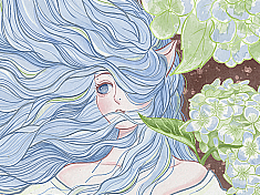 水彩花镜少女/绣球花 封面