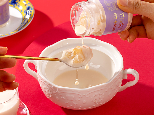 产品拍摄 轻食花胶  红色系 轻食饮品原味牛奶花胶