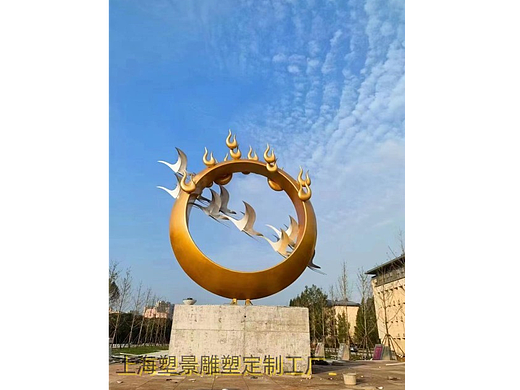上海一行白鸽飞圆圈不锈钢雕塑 飞鸟抽象雕塑定制