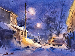 《冬雪》水彩系列作品
