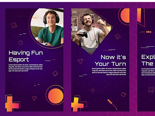 FCPX插件：9组竖屏电子竞技游戏图文排版封面动画 E-Sport Gaming Stories
