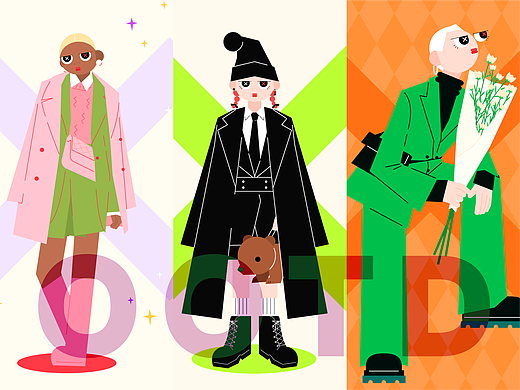 OOTD扁平人物插画