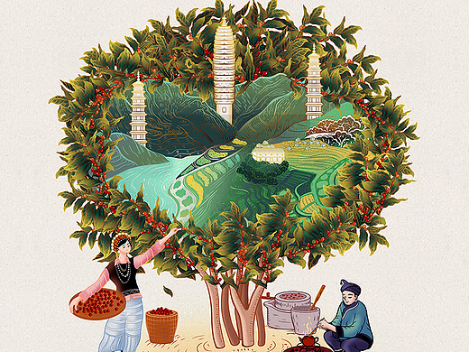 百年尚味·咖啡包装插画