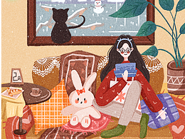 室内人物插画——独处时光
