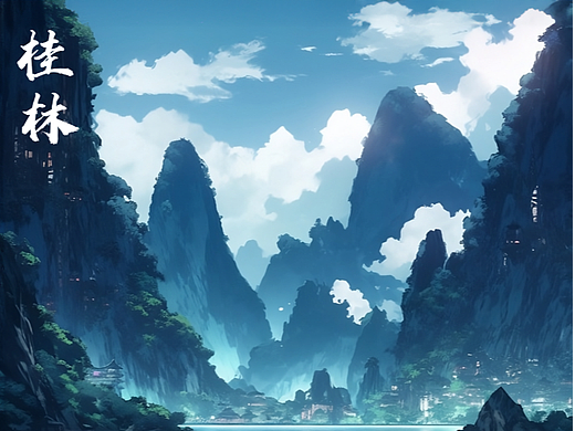 桂林山水 插画 ai创作