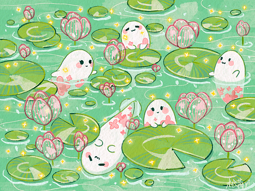 插画练习-小池塘