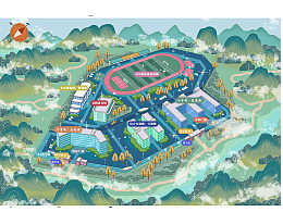 国潮学校手绘地图