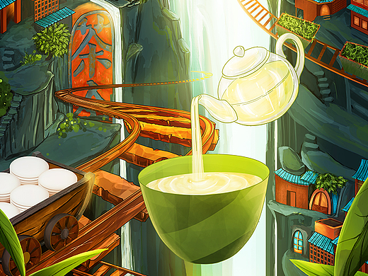 茶叶系店庆活动页面（插画）筹备中