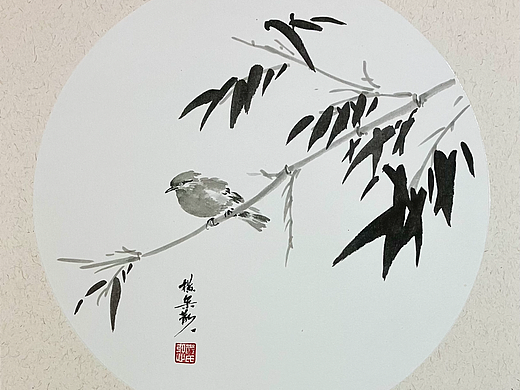  临摹，水墨花鸟中国画