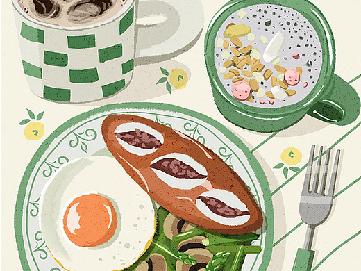 一日三餐美食系列插画