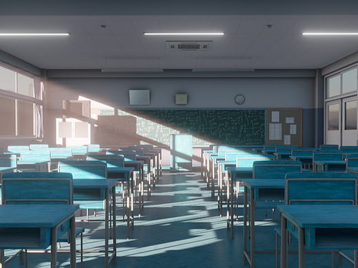 《日式教室》Blender场景渲染