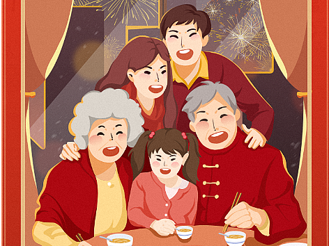 牛年三十、初一、初二手绘海报