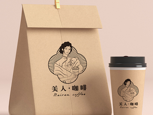 咖啡logo设计-美人咖啡