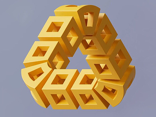 【C4D】视错觉-彭罗斯三角-不可能的物体