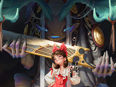 《扭捏站立地台后边有怪女》