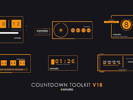 AE模板|创意倒计时器工具包动画开场元素图形展示片头