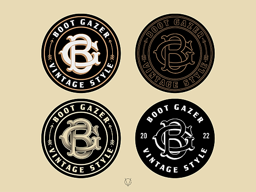 徽章LOGO设计-BG-Monogram花押字-复古风格