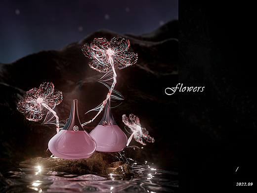 科技感花朵绽放 三维渲染