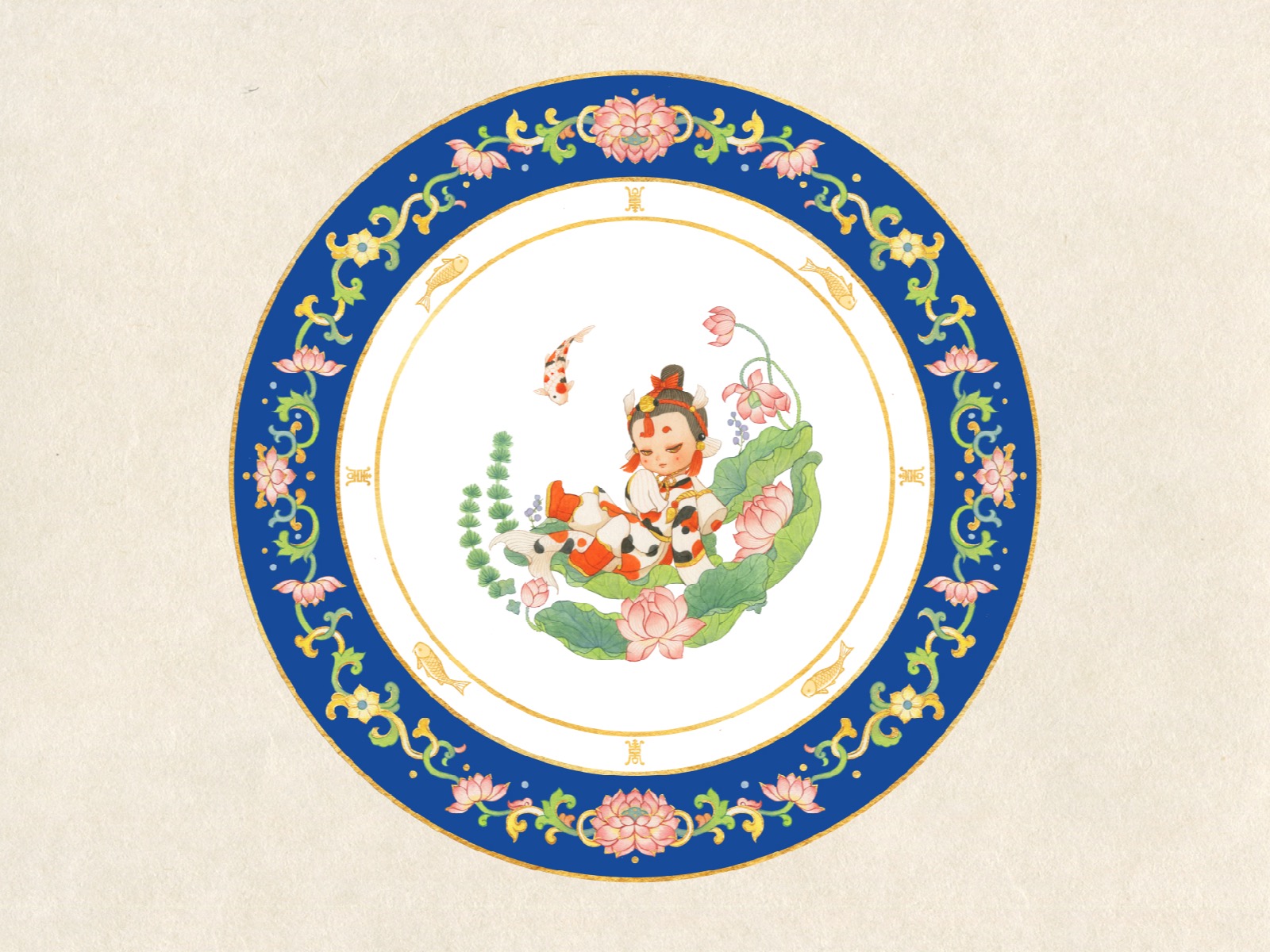 锦鲤喵灵灵瓷器设计